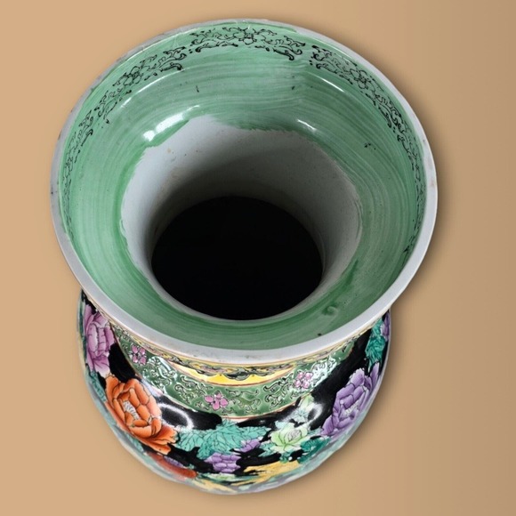 Big VTG Chinese Hand‎ painted Millefleur, Famille Flowers 24.5 In Porcelain Vase - Picture 7 of 14